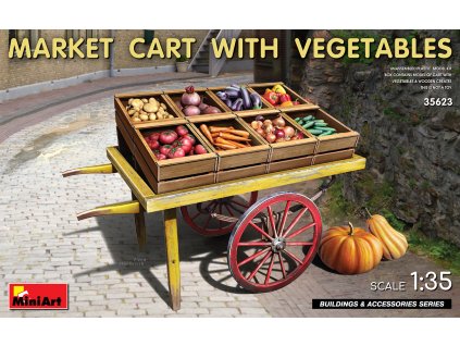 3854 1 35 market cart with vegetables miniart