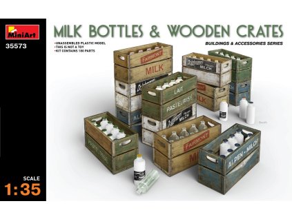 1/35 Milk Bottles & Wooden Crates - Miniart