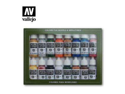 Sada akrylových barev Vallejo Model Color 16 color Set 70101 Folkstone Basics (16)
