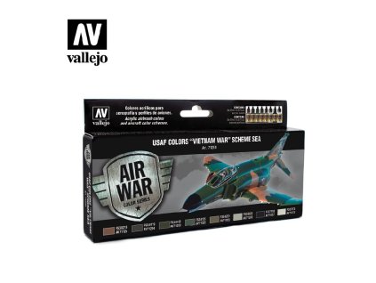 Sada akrylových barev pro Airbrush Vallejo Model Air USAF Set 71204 USAF Colors Vietnam War Scheme S