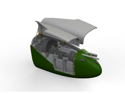 P-38J nose gun bay PRINT 1/48 recommended for TAMIYA