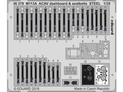 M113A ACAV dashboard & seatbelts STEEL 1/35 recommended for AFV CLUB