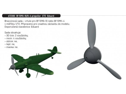 Bf 109G-10/K-4 propeller 1/72 recommended for EDUARD