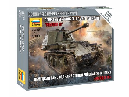 Plastikový model tanku 1/100 Wargames German Tank Destroyer „Marder III“ - Zvezda