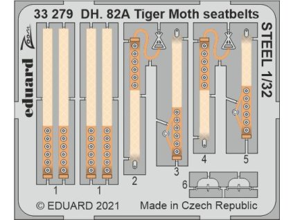 DH. 82A Tiger Moth seatbelts STEEL 1/32 recommended for ICM