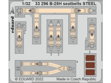 B-25H seatbelts STEEL 1/32 recommended for HKM