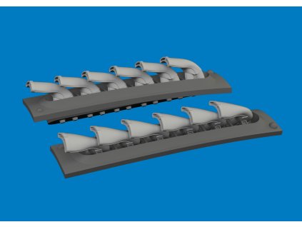 P-40 exhaust stacks fishtail PRINT 1/48 recommended for EDUARD