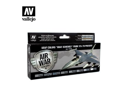 Sada akrylových barev pro Airbrush Vallejo Model Air USAF Set 71156 USAF Colors Grey Schemes (8)