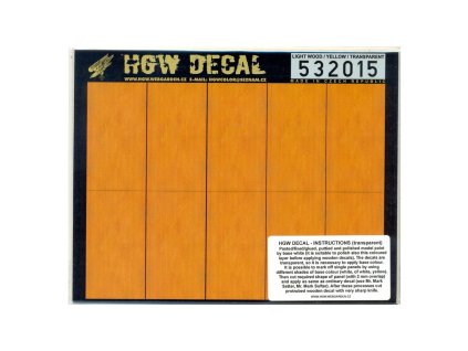 1/32 Light Wood - Yellow Tone - Decals Wood Grain - transparent 10 pc. of 60 x 32 mm