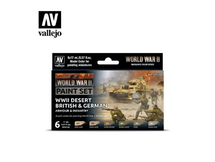 Sada akrylových barev Vallejo Model Color WWII 70208 Desert British & German Armour & Infantry (6)