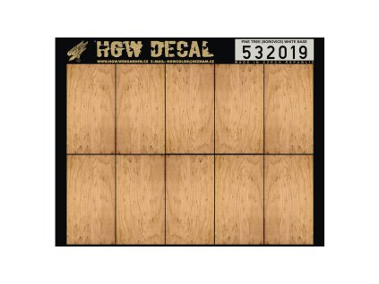 1/32 Pine Tree - Natural Tone - Decals Wood Grain - base white 10 pc. of 60 x 32 mm