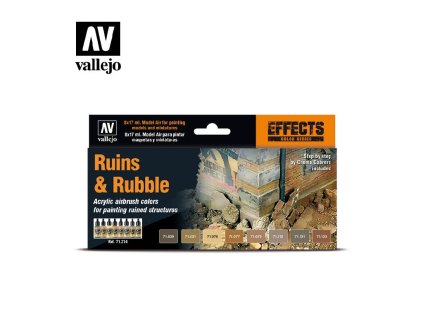Sada akrylových barev pro Airbrush Vallejo Model Air 8 Color Set 71214 Ruins & Rubble (8)