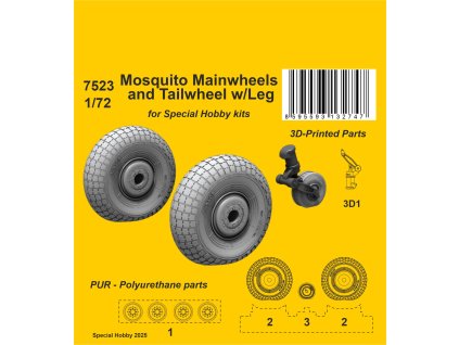 1/72 Mosquito Mainwheels and Tailwheel w/Leg / for Special Hobby kits