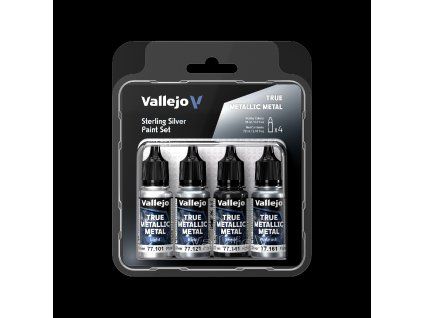 Vallejo True Metallic Metal 77251 Sterling Silver 4 colors set
