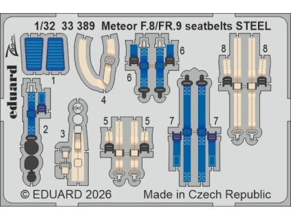 Meteor F.8/FR.9 seatbelts STEEL 1/32 recommended for REVELL