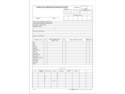 114 352 0 VLOŽKA PRO PREVENTIVNÍ PROHLÍDKY DÍTĚTE 1