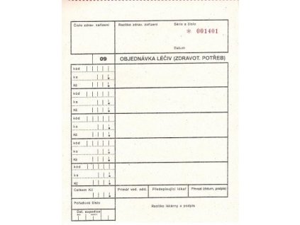 Objednávka léků a zdravotnického materiálu (varianta blok 25 x 3 listy nepropisovací)