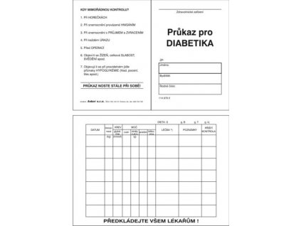 Průkaz diabetika neléčeného inzulinem