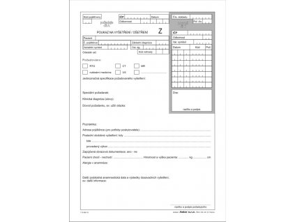 Poukaz na vyšetření - ošetření Z