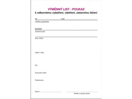 VÝMĚNNÝ LIST POUKAZ