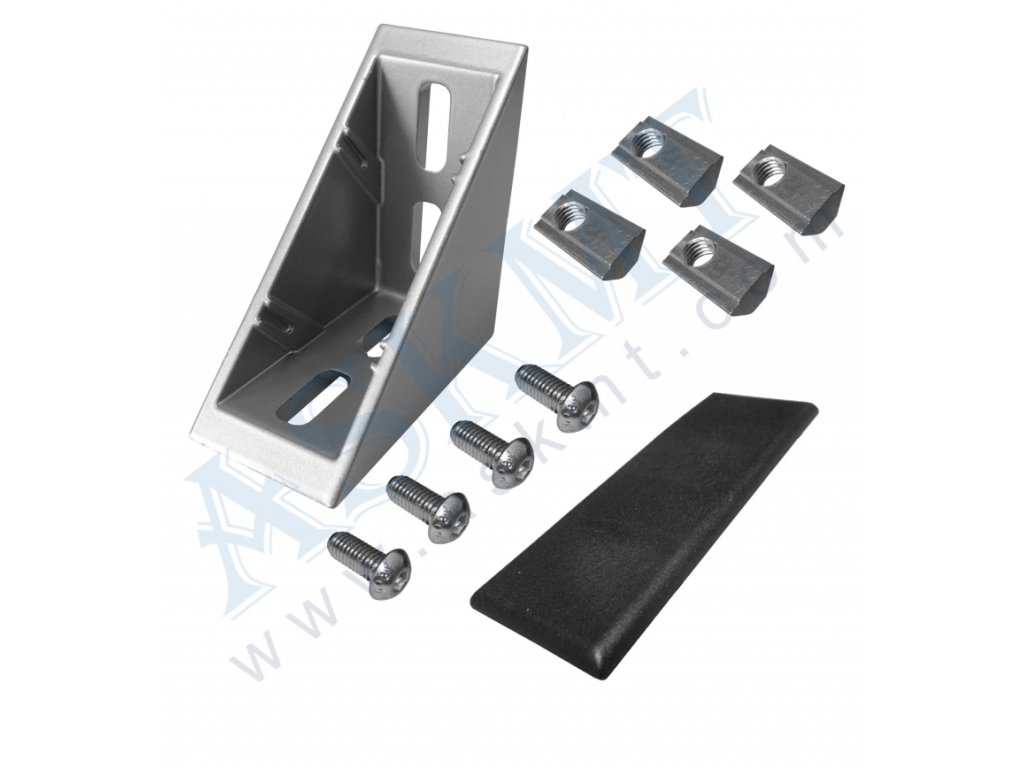 Úhelník 40x80 ZN, RAL 9006, s up. sadou M8 a krycím víčkem, IT-8