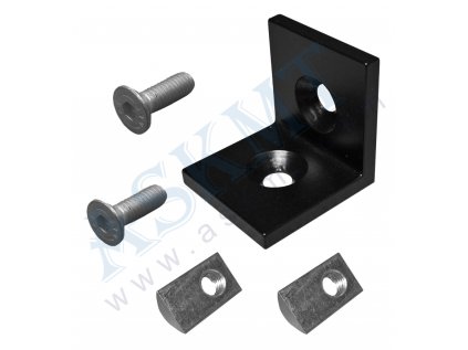 400 300 096 - Úhelník 20x20x3 ocel, černý, s up. sadou M5, IT-5, ASKMT-00