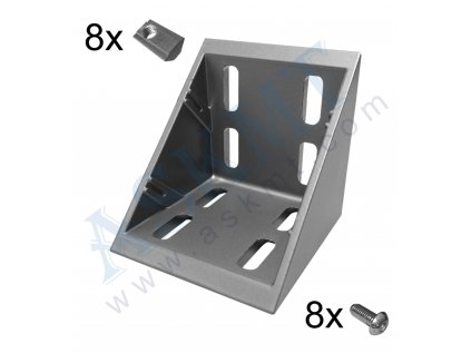 400 300 084 - Úhelník 80x80 ZN, RAL 9006, s up. sadou M8 a krycím víčkem, IT-8, ASKMT-00