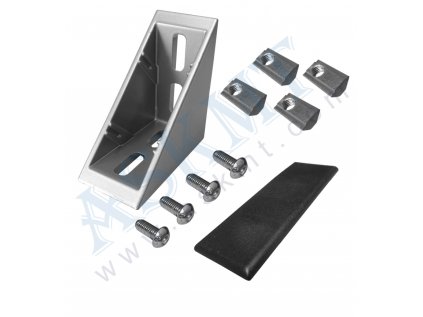 400 300 146 - Úhelník 40x80 ZN, RAL 9006, s up. sadou M8 a krycím víčkem, IT-8, ASKMT-00