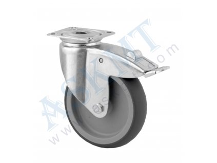 300 100 029 - Pojezdové kolo D100 otočné s brzdou, mont. deska 67x77 mm, 4xM8, ASKMT-00