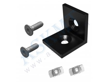 Úhelník 40x40x5 ocel, černý, s up. sadou M8, BR-10
