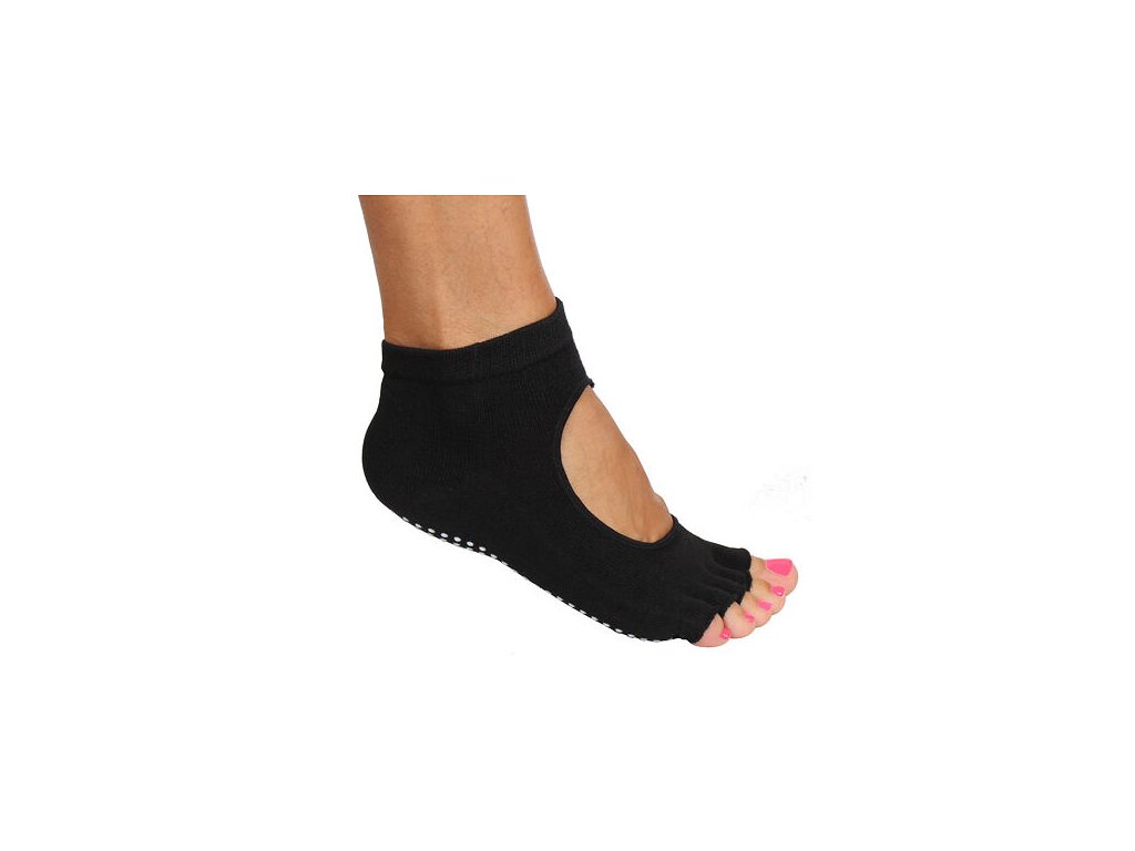 Grippy S2 ponožky na jógu, bezprsté černá