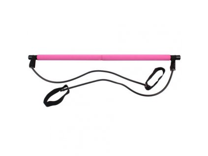 Pilates Sticks posilovací tyč s gumou růžová