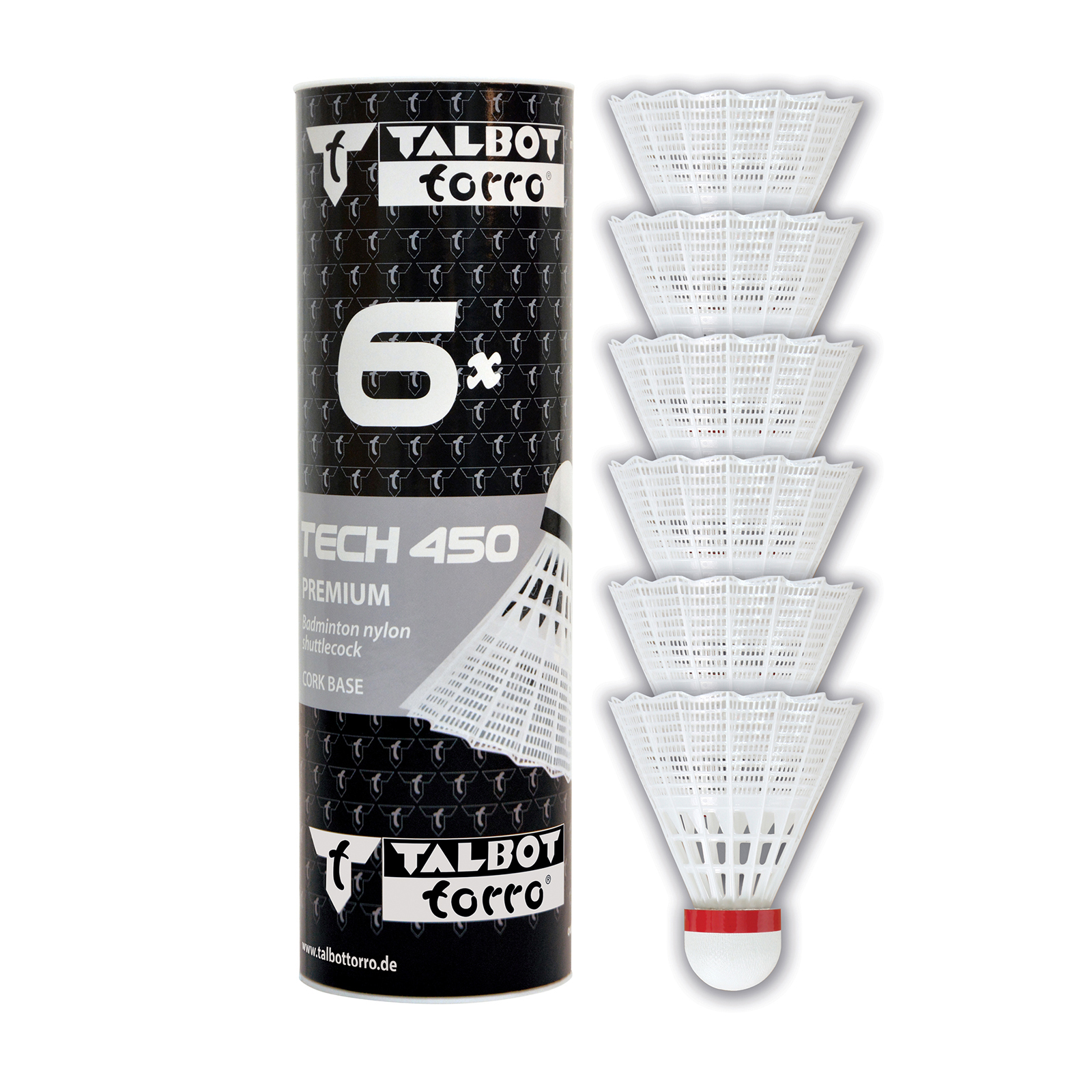 Badmintonové míčky TALBOT TORRO Tech 450 Fast 6ks - bílé