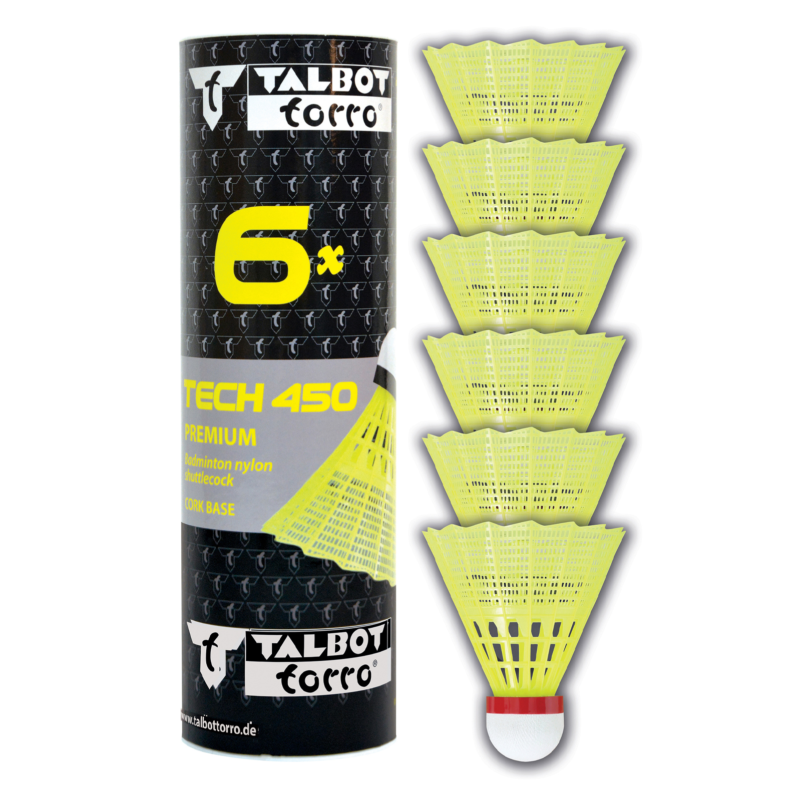 Badmintonové míčky TALBOT TORRO Tech 450 Fast 6ks - žluté