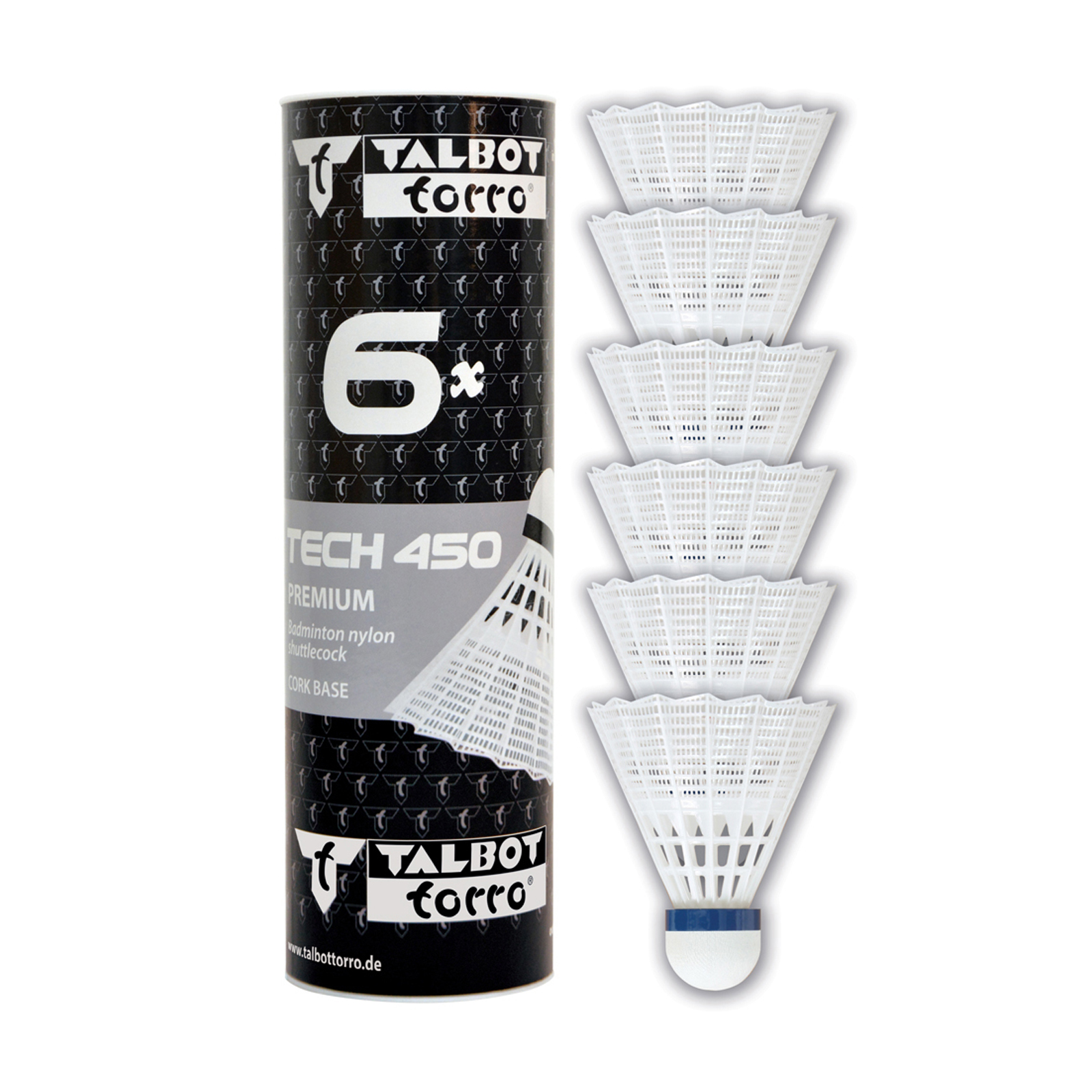 Badmintonové míčky TALBOT TORRO Tech 450 Medium 6ks - bílé