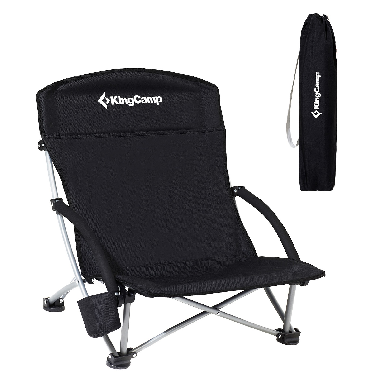 Kemping skládací židle KING CAMP Deluxe s opěrkami ocel - černá