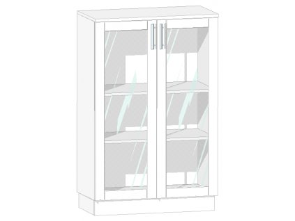 Spodní 120 cm skříňka 2-dveřová prosklená