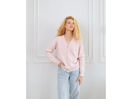 Dámský vlněný kardigan s kontrastním lemováním a knoflíky