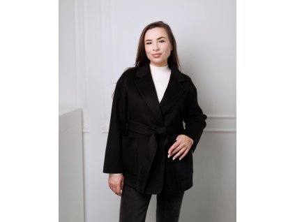 damsky kabat z vlny a kasmiru s paskem a v vystrihem astely.store