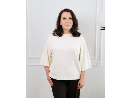 damsky svetr z merino vlny a kasmiru s kratkym rukavem astely.store