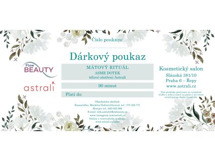 DÁRKOVÝ POUKAZ na tělové ošetření ASTRALI MÁTOVÝ RITUÁL – ASMR DOTEK – 90 minut