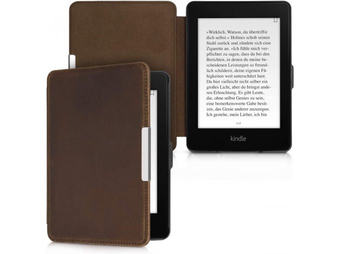 Pouzdro KW Mobile (Kalibri) - Real Leather - KA4577905 - pro Amazon Kindle Paperwhite 1/2/3 - hnědá kůže  KW Mobile (Kalibri) obal na Amazon Kindle Paperwhite 1/2/3, flip, Real Leather, hnědý, AutoSleep, pravá kůže + záruka 3 roky + dárky zdarma