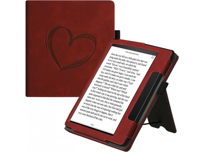 Pouzdro KW Mobile - Nubuck Brushed Heart - KW5939301 - pro Amazon Kindle Oasis 2/3 - Dark Red  + ZDARMA 7500 KNIH NA DVD + BALÍČKY KNIH V CENĚ 1400,-Kč + ZÁRUKA 3 ROKY