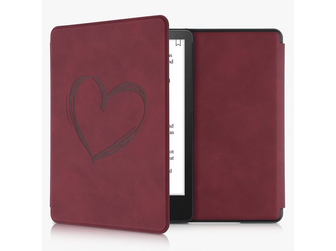 Pouzdro KW Mobile - Brushed Heart - KW5625702 - pro Amazon Kindle Paperwhite 5 (2021) - tmavě červené  + ZDARMA 7500 KNIH NA DVD + BALÍČKY KNIH V CENĚ 1400,-Kč + ZÁRUKA 3 ROKY