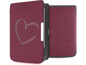 Pouzdro KW Mobile - Brushed Heart - KW5574701 - pro Pocketbook 614/615/624/625/626 - tmavě červené  KW Mobile obal na Pocketbook 614/615/624/625/626, flip, Brushed Heart Dark Red + záruka 3 roky + dárky zdarma