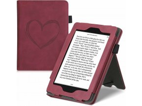 Pouzdro KW Mobile - Nubuck Brushed Heart - KW5022204 - pro Amazon Kindle Paperwhite 4 (2018) - Dark Red  KW Mobile obal na Amazon Kindle Paperwhite 1/2/3/4, Kindle 2019/2020, Kindle 8/6/Touch, kapsa, stojánek, AutoSleep, motiv Brushed Heart, červený + zár