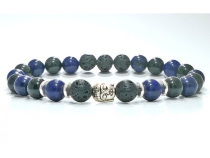 Lávakő lapis lazuli obszidián hematit ásvány karkötő 9947