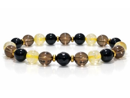 Ónix, füstkvarc, citrin ásvány karkötő