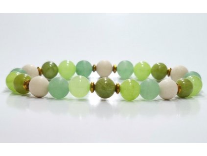 Aventurin, riverstone, jade ásvány karkötő 1440