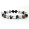 Kos csillagjegy Szodalit akvamarin jáspis ásvány karkötő 8729